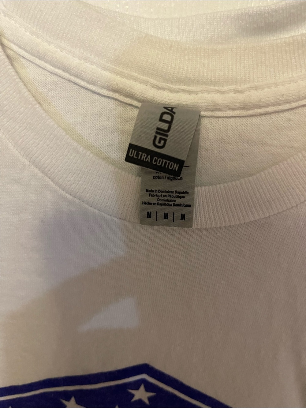 Gildan White Short Sleeve Tee with Red, Blue and Gray Brew Thru OBX Graphic - Picture 2 of 2
